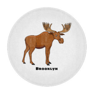 Funny moose cartoon illustration cutting board