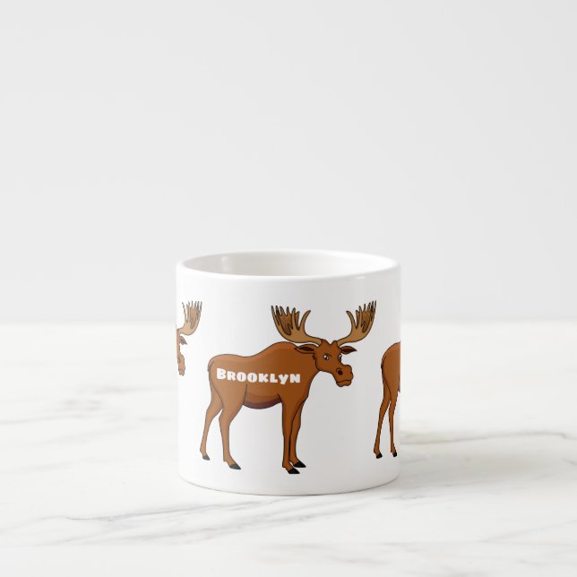 Funny moose cartoon illustration  espresso cup (Front)