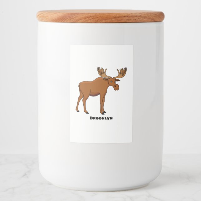 Funny moose cartoon illustration food label (Front)