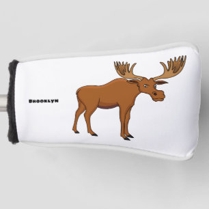 Funny moose cartoon illustration golf head cover