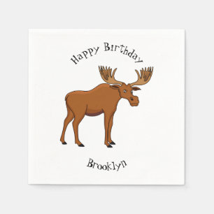Funny moose cartoon illustration napkin