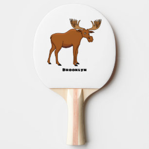 Funny moose cartoon illustration ping pong paddle