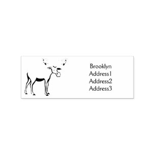 Funny moose cartoon illustration rubber stamp