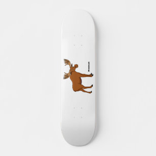 Funny moose cartoon illustration  skateboard