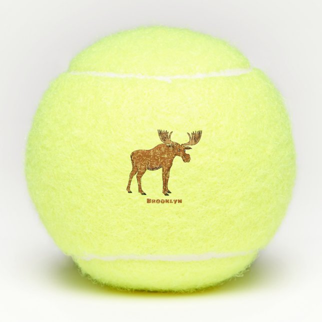 Funny moose cartoon illustration tennis balls (Front)