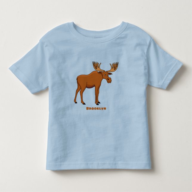 Funny moose cartoon illustration toddler T-Shirt (Front)