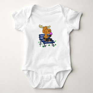 Funny moose eating ice cream choose back colour baby bodysuit