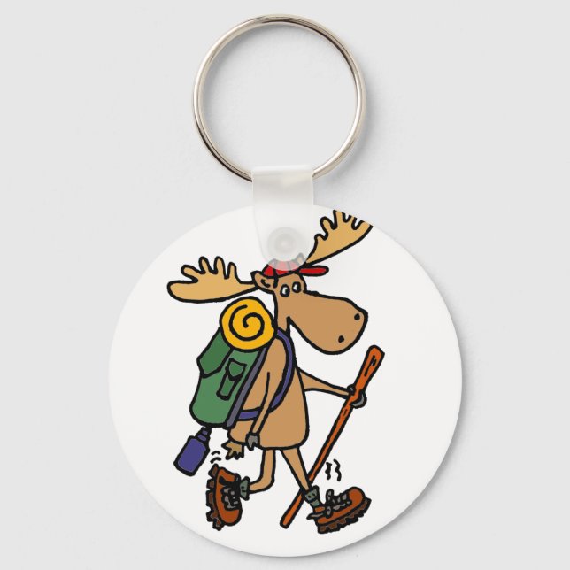Funny Moose Hiker Key Ring (Front)