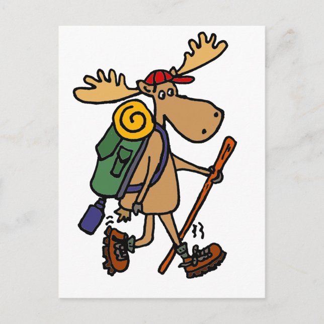 Funny Moose Hiker Postcard (Front)