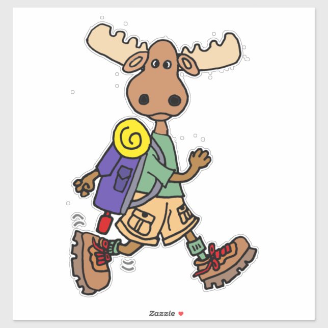 Funny Moose Hiking Cartoon (Sheet)