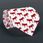 Funny Moose Holiday Tie<br><div class="desc">Merry Kiss Moose funny red and white Christmas holiday pattern design featuring a whimsical moose or elk with a bunch of mistletoe tied to his antler,  hoping for a cheeky kiss.
Perfect for animal lovers.</div>