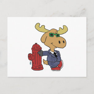 Funny Moose in blue suit choose background colou Postcard