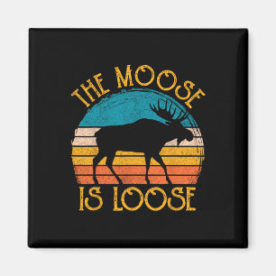 Funny Moose Is Loose Animal Apparel  Magnet