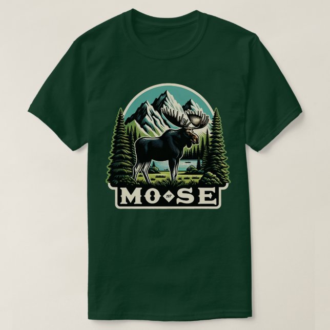 Funny Moose Is Loose Animal TShirt (Design Front)