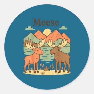 Funny moose meese cute nature wildlife animal kids classic round sticker