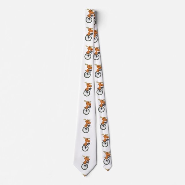Funny Moose on monocycle | choose background colou Tie (Front)