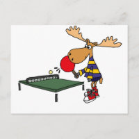 Funny Moose Playing Table Tennis Cartoon