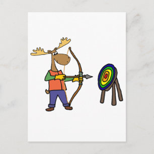 Funny Moose Practicing Archery Postcard