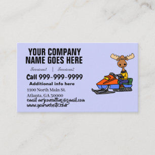 Funny Moose Snowmobiling Business Card
