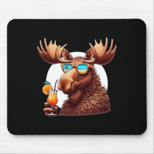 Funny Moose Summer Vacation Sungles Mens Womens Mo Mouse Pad