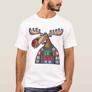 Funny Moose wearing Ugly Christmas Sweater