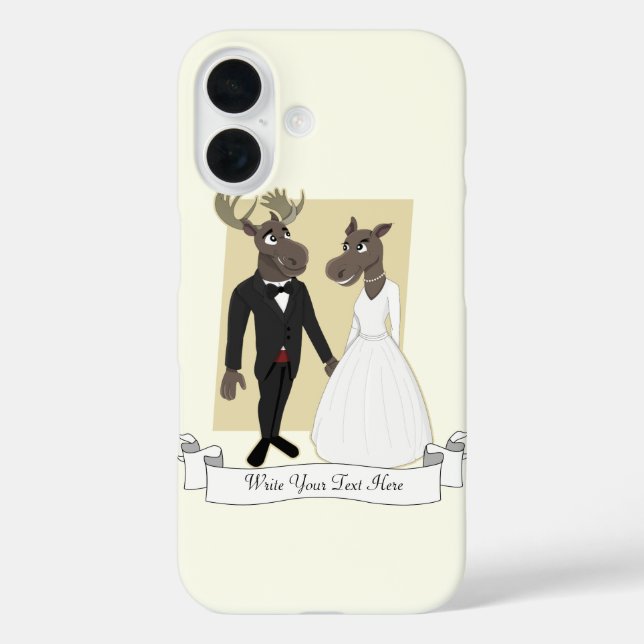 Funny Moose Wedding Cartoon Case-Mate iPhone Case (Back)