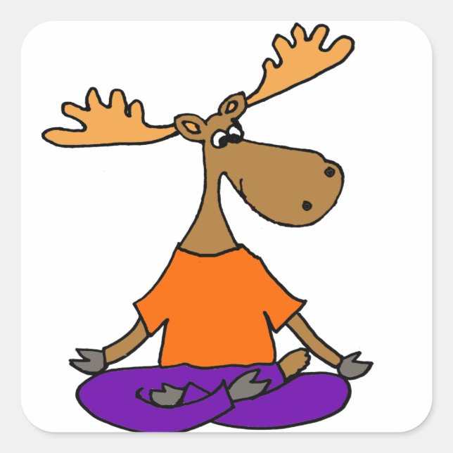 Funny Moose Yoga Art Square Sticker (Front)