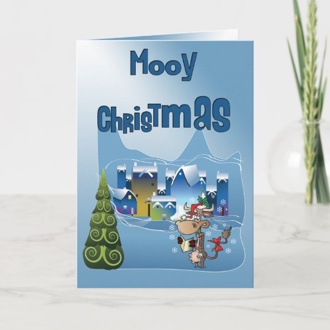 Funny Mooy Christmas Cow Card (Front)
