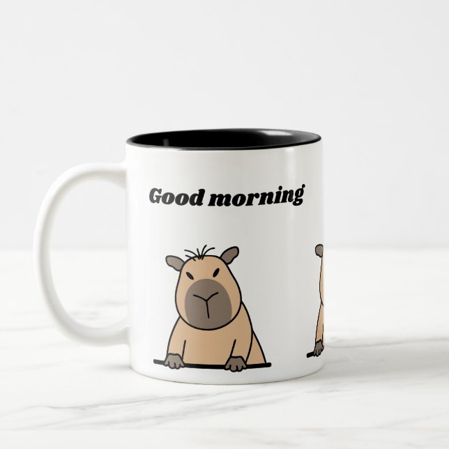 Funny Morning Capybara Mug | Cute Sleepy Coffee  (Left)