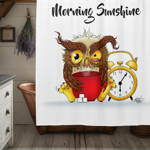 Funny Morning Cranky Owl Shower Curtain