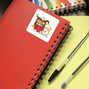 Funny Morning Cranky Owl Square Sticker