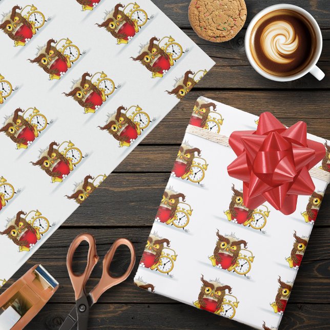Funny Morning Cranky Owl Wrapping Paper (Creator Uploaded)