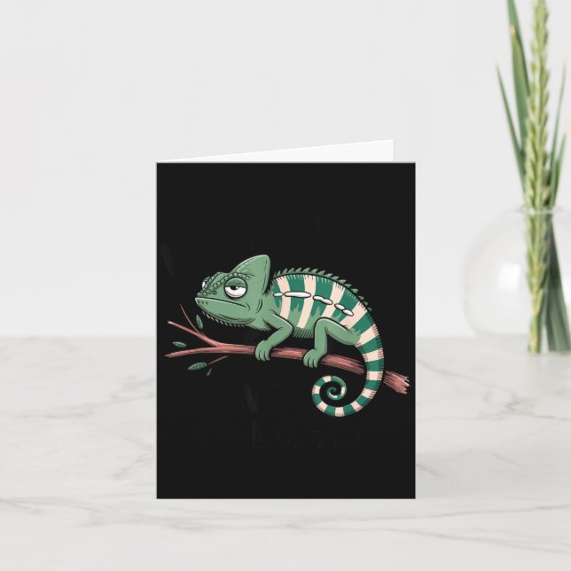 Funny Morning Person Coffee Lover Chameleon  Card (Front)