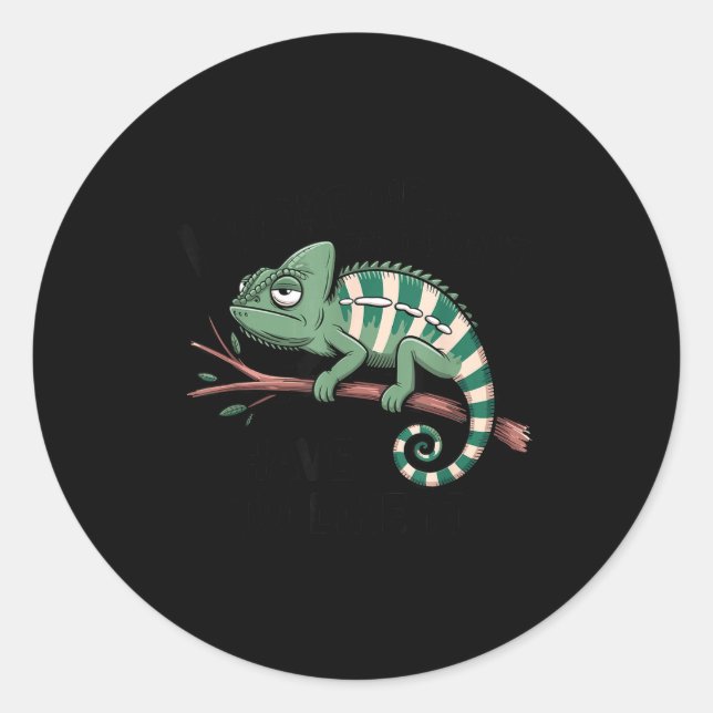 Funny Morning Person Coffee Lover Chameleon  Classic Round Sticker (Front)