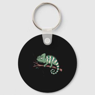 Funny Morning Person Coffee Lover Chameleon Key Ring