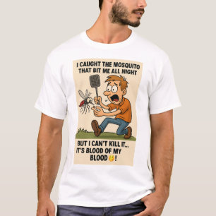 Funny Mosquito Cartoon Bug Chase with Swatter T-Shirt