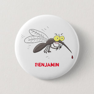 Funny mosquito insect cartoon illustration 6 cm round badge