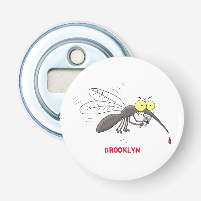 Funny mosquito insect cartoon illustration bottle opener (Front)