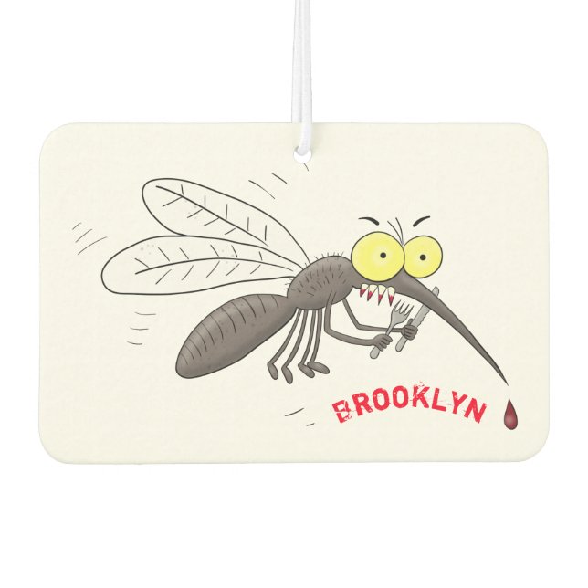 Funny mosquito insect cartoon illustration car air freshener (Front)