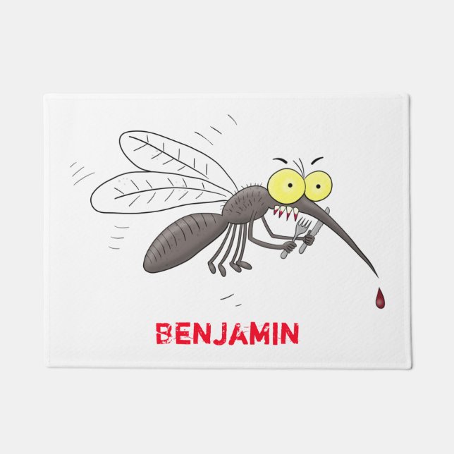 Funny mosquito insect cartoon illustration doormat (Front)