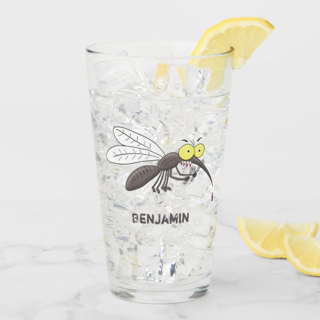 Funny mosquito insect cartoon illustration glass (Back Ice)