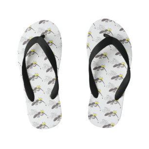 Funny mosquito insect cartoon illustration kid's jandals