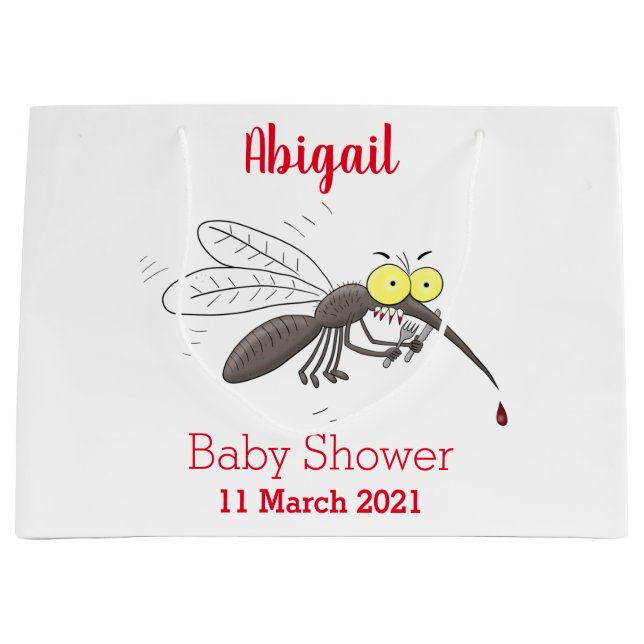 Funny mosquito insect cartoon illustration large gift bag (Front)