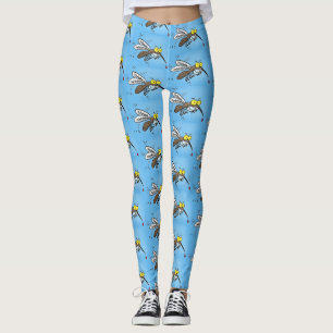 Funny mosquito insect cartoon illustration leggings