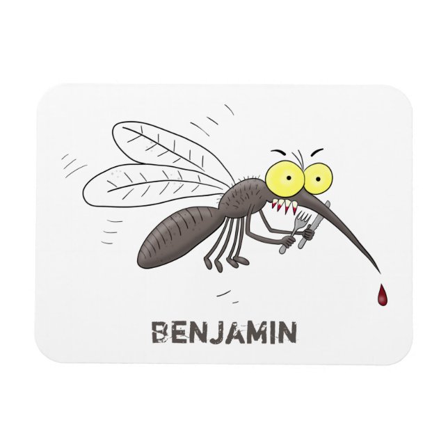 Funny mosquito insect cartoon illustration magnet (Horizontal)