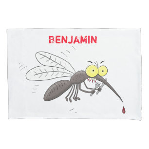 Funny mosquito insect cartoon illustration pillowcase