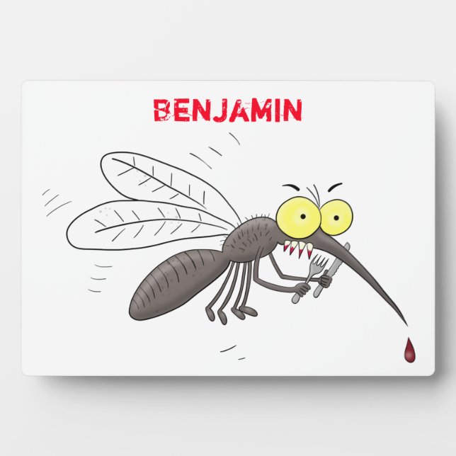 Funny mosquito insect cartoon illustration plaque (Front)