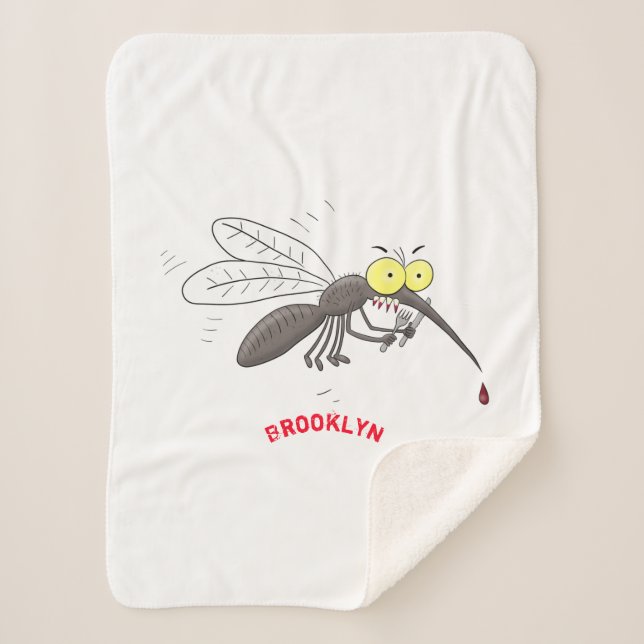Funny mosquito insect cartoon illustration sherpa blanket (Front)