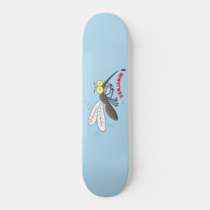Funny mosquito insect cartoon illustration skateboard