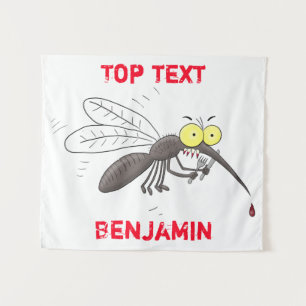 Funny mosquito insect cartoon illustration  tapestry